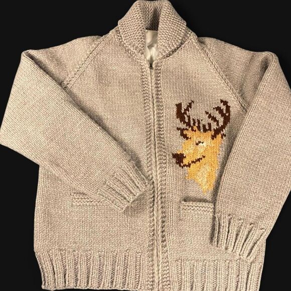 Source Unknown Sweaters - True Vintage Cowichan Handmade All Wool Sweater 1950's/1960's Full Zip